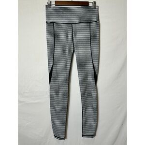 Carly Jean Womens Activewear Sedona Black/White Stripe Full Length Leggings SZ S